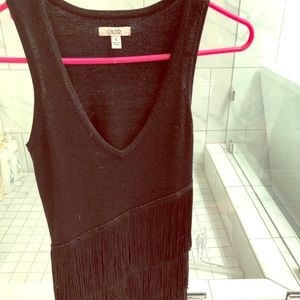 Cache Size Small black dressy top w/ Fringe